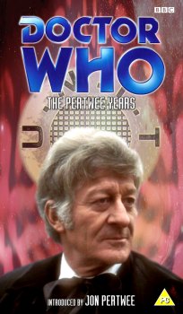 My cover for The Pertwee Years, photo-montage with graphic spine