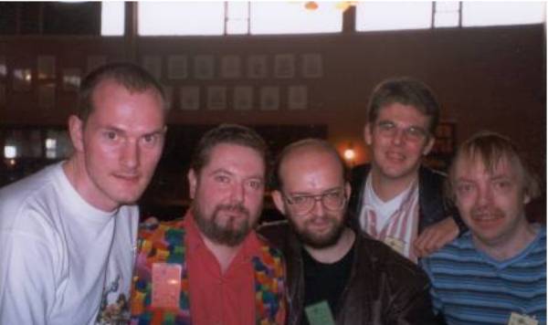 The original PPS Committee pictured with Alex Geairns of Cult TV in 1999