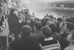 Norman Rossington as Danny Fowler addresses his fellows in The Wednesday Play: The Liverpool Docks