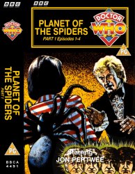 Michael's audio cassette cover for Planet of the Spiders - Tape 1, art by Peter Brookes